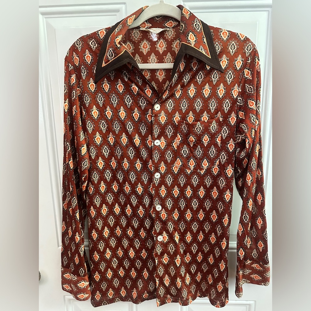 Vintage Capri West Mens Shirt 15/151/2 peak collar  stitching 70’s